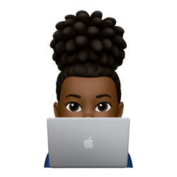 Amira Johnson cartoon at laptop